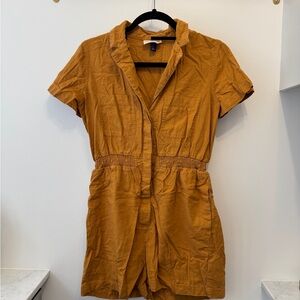 Orange Short Sleeve Button-Up Utility